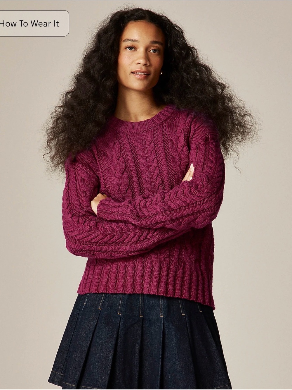 Cable-knit crewneck sweater